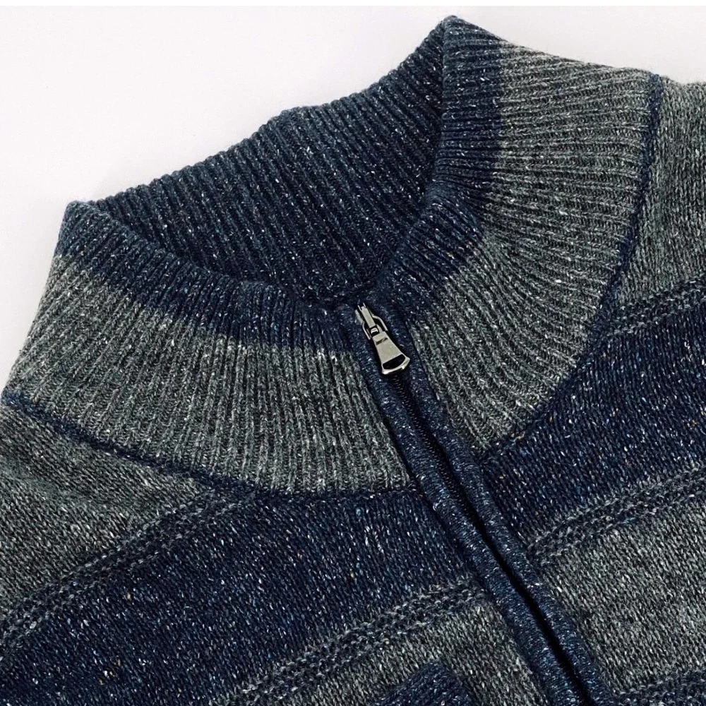 Giannetti Men's Large Striped 1/4 Zip Sweater Made in Italy Wool Silk Blend